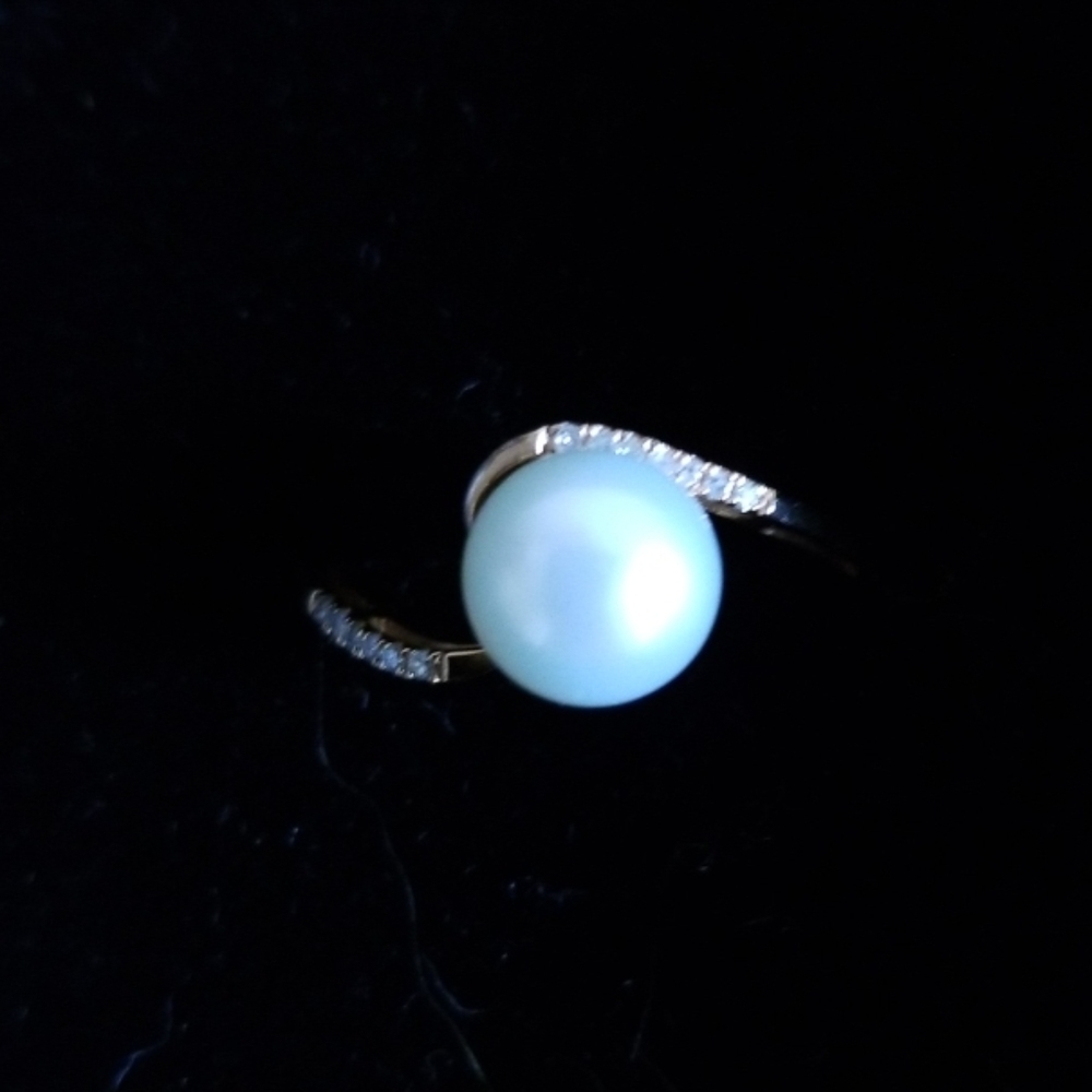 Pearl diamond 14 K yellow gold ring